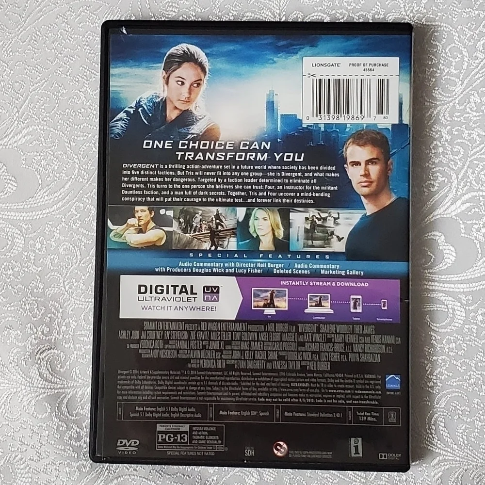 Divergent‎ DVD 1 disc Shailene Woodley Theo James futuristic sci-fi action movie - Picture 3 of 3